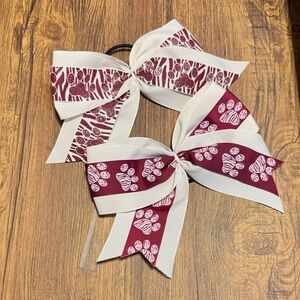 Handmade Red and White Patterned Hair Bows